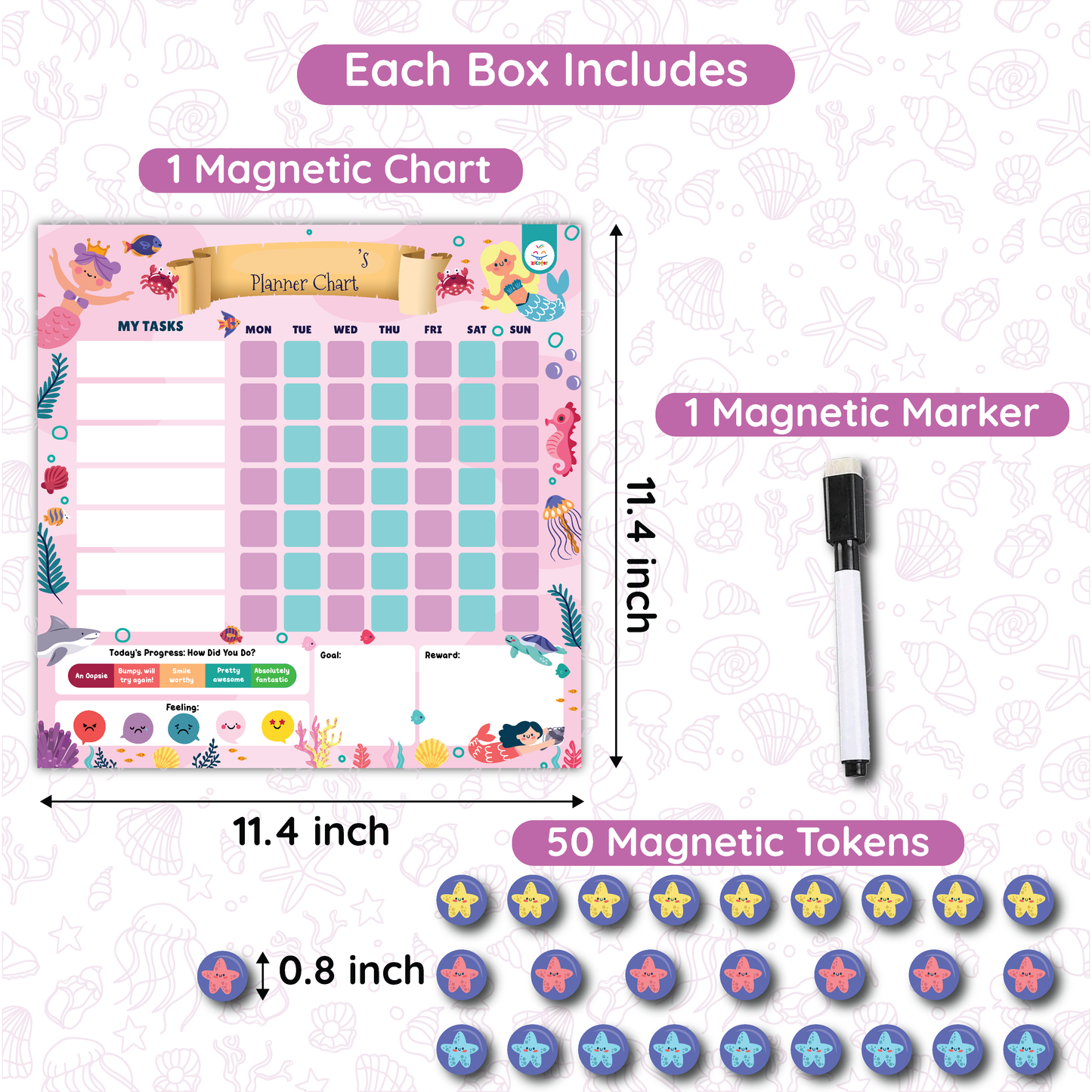 Mermaid Party - Magnetic Visual Schedule