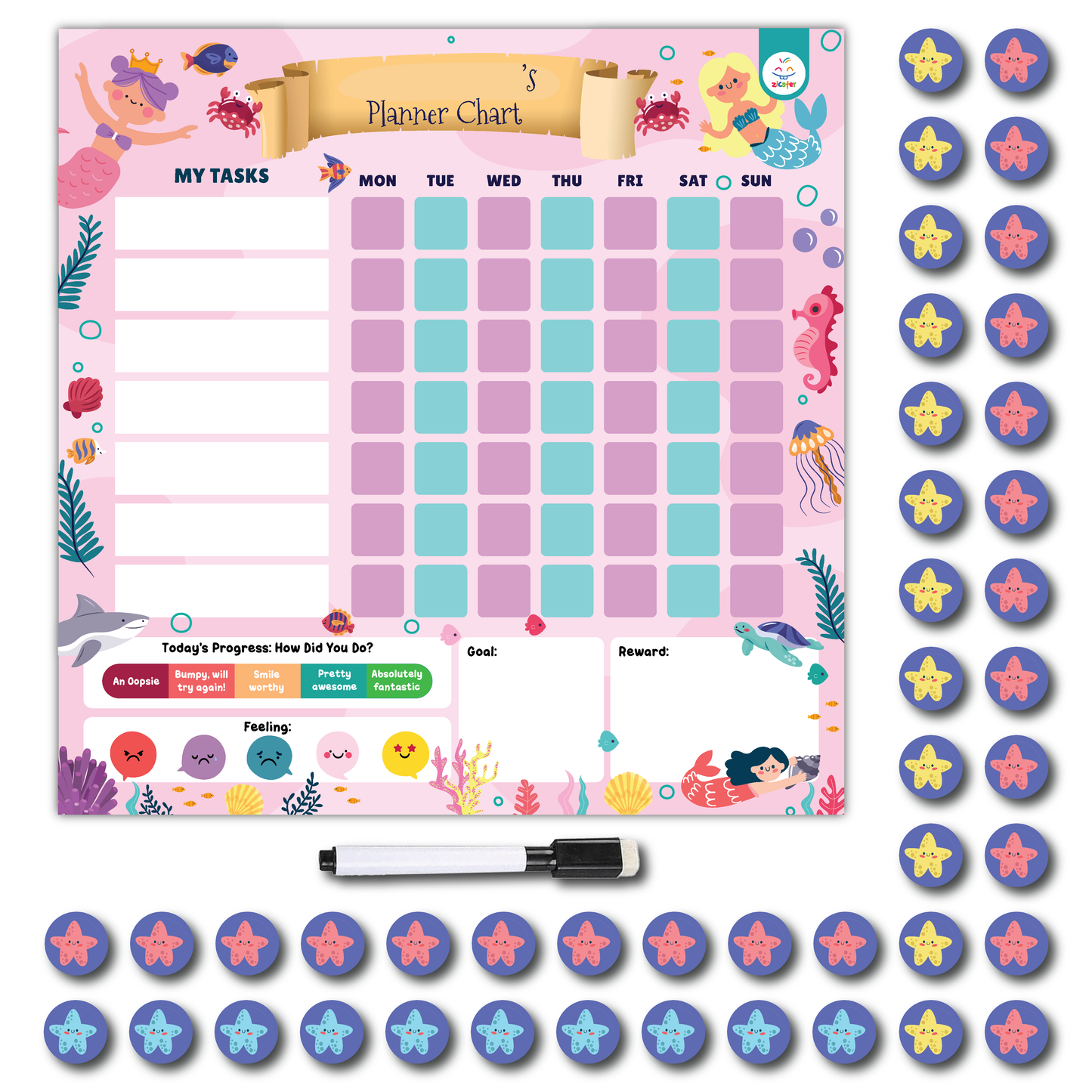 Mermaid Party - Magnetic Visual Schedule