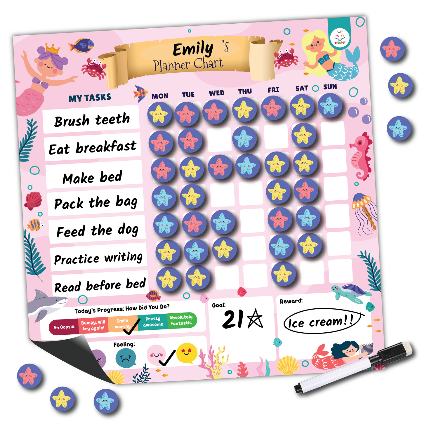 Mermaid Party - Magnetic Visual Schedule